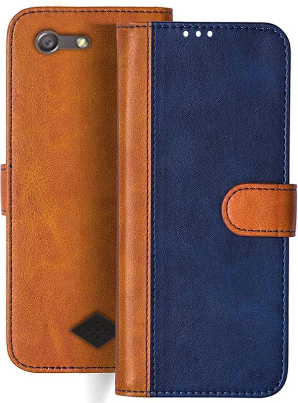 HANIRY Flip Cover for Oppo Neo 5 flip cover | 1201 flip cover | Blue, Brown Design  (Blue, Magnetic Case, Pack of: 1)