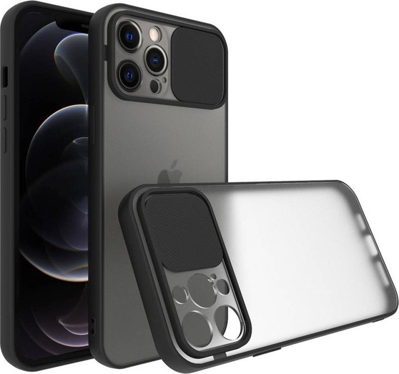AOnes Back Cover for Apple Iphone 12 Pro Max  (Black, Cases with Holder, Pack of: 1)