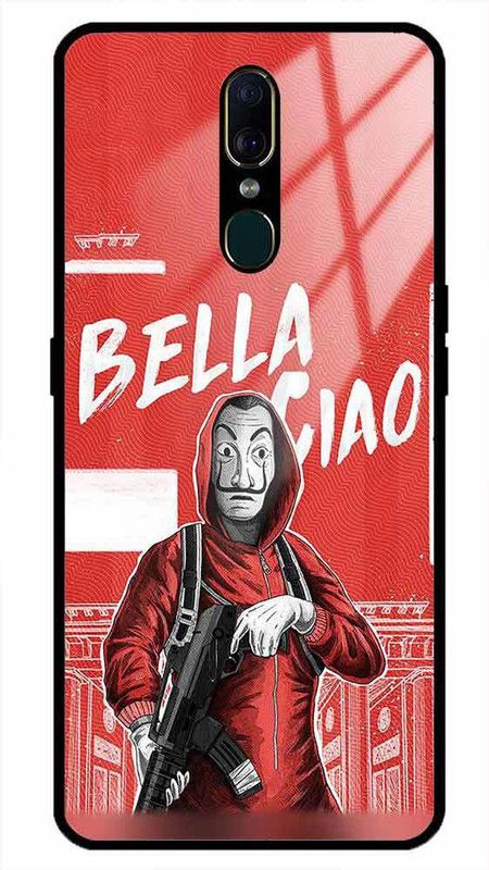 NDCOM Back Cover for OPPO F11 Bella Chao Printed Glass Case  (Multicolor, Grip Case, Pack of: 1)