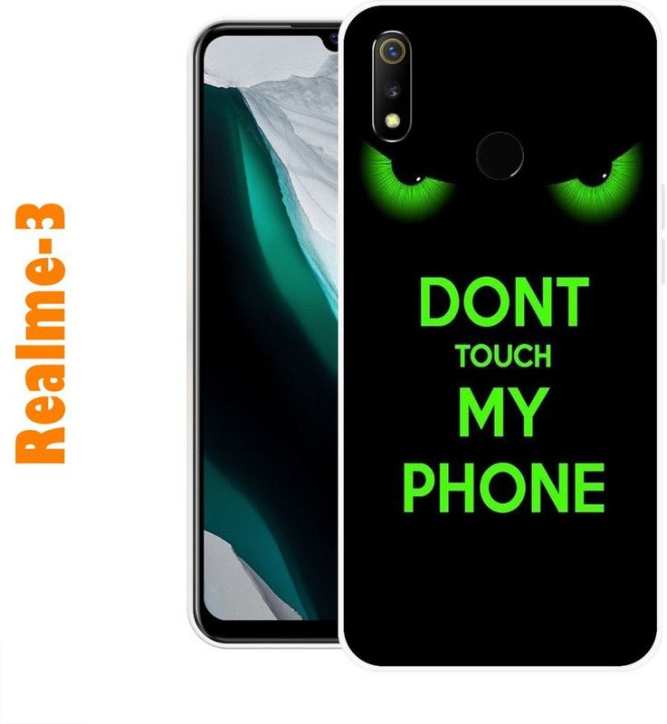 CellWorld Back Cover for Realme 3  (Black, Green, Silicon)