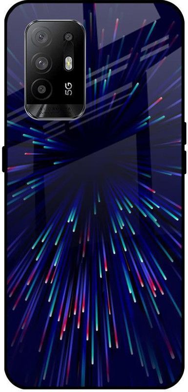QRIOH Glass Back Cover for Oppo F19 Pro Plus  (Blue, Grip Case, Silicon, Pack of: 1)