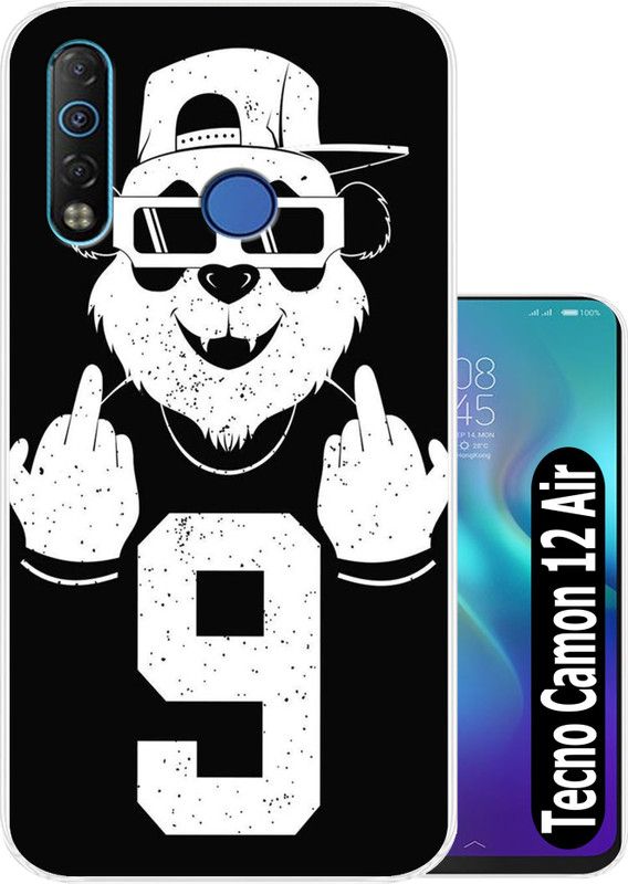 Hostprint Back Cover for Tecno Camon 12 Air  (Black, White, Silicon, Pack of: 1)