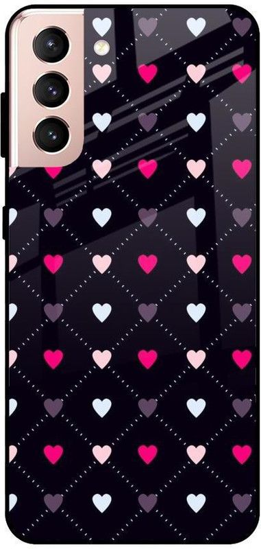 QRIOH Glass Back Cover for Samsung Galaxy S21 Plus  (Black, Grip Case, Silicon, Pack of: 1)