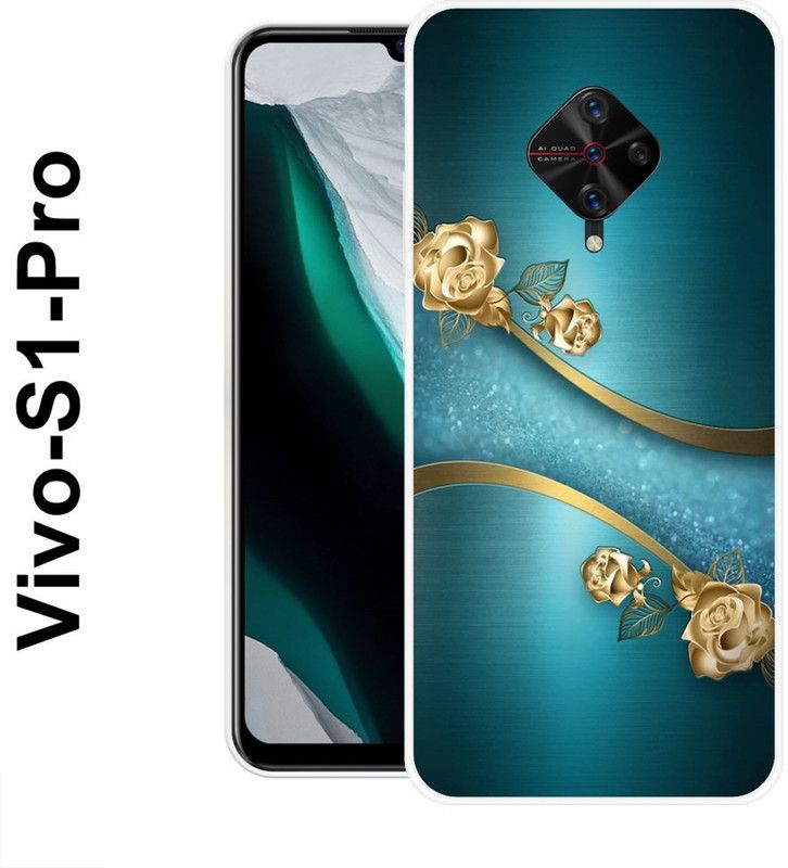 SIMAWAT Back Cover for Vivo S1 Pro  (Blue, Gold, Grip Case, Silicon)