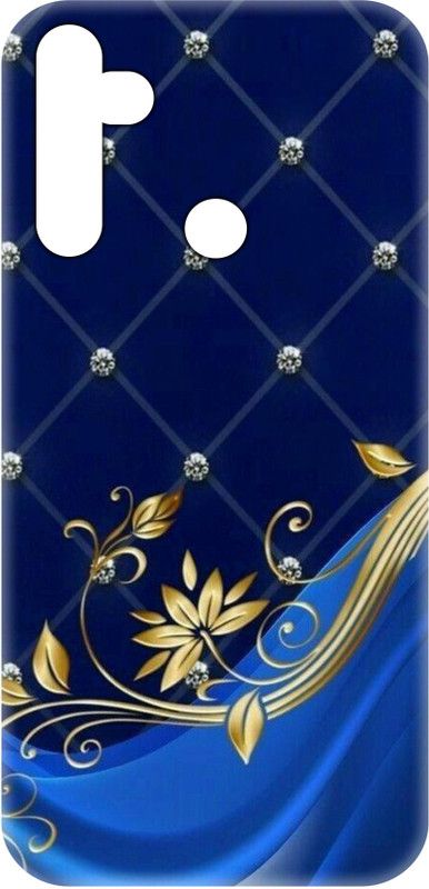 #Uncultured Back Cover for Realme 5, Realme 5i, Realme Narzo 10, Realme 5s - Blue Golden Flower Print  (Multicolor, Hard Case, Pack of: 1)