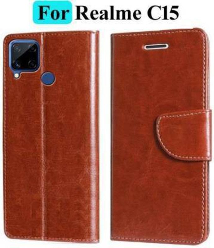 Urban India Flip Cover for Realme C15, Realme C15 Qualcomm Edition  (Brown)