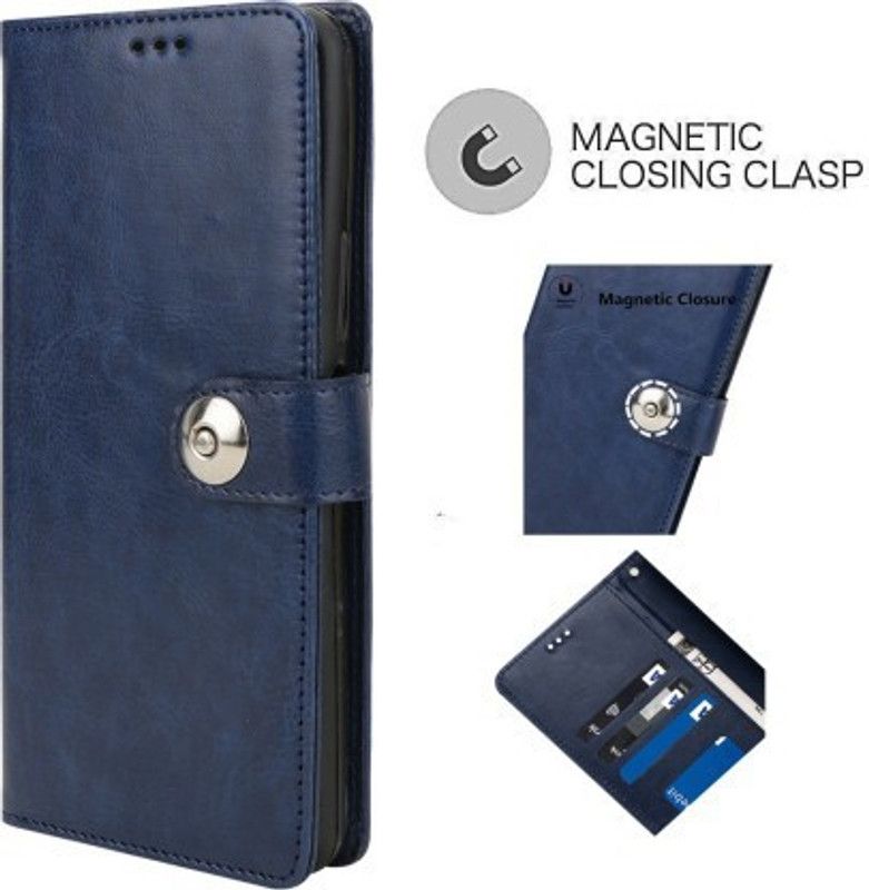 Aleppo Flip Cover for OPPO A15s Magnetic Closure Flip Case  (Blue, Dual Protection, Pack of: 1)