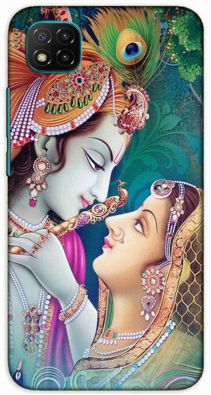 iprinto Back Cover for Poco C3 Radha Krishna Lord Krishna Kanha Back Cover  (Green, Hard Case, Pack of: 1)
