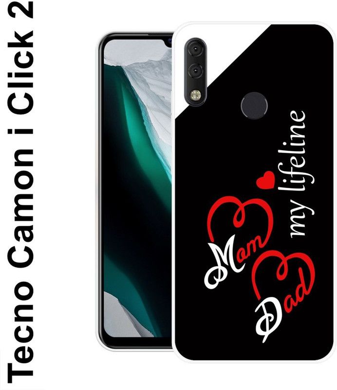 KLC Back Cover for Tecno Camon I Click 2  (Black, White, Grip Case, Silicon)