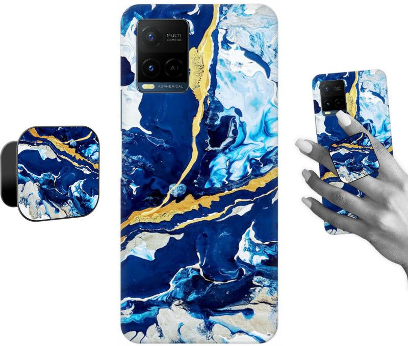COBIERTAS Back Cover for Vivo Y21A  (Multicolor, Cases with Holder, Pack of: 2)