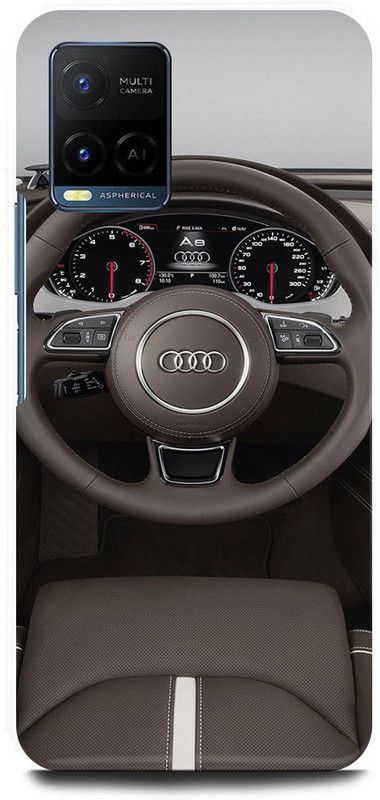 Dimora Back Cover for vivo Y33T, CAR AUDI SIGN LOGO SYMBOL  (Silver, Hard Case)