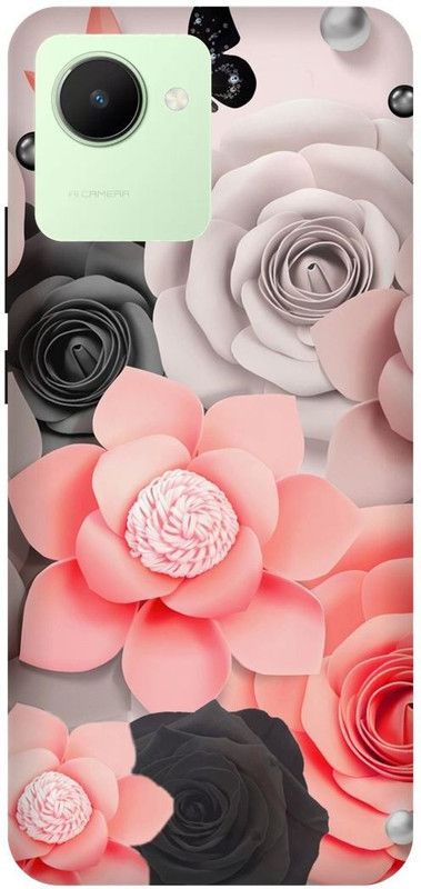 FRONK Back Cover for realme C30, RMX3581, ROSE, ROSES, PINK, WHITE, FLOWER  (Multicolor, Hard Case, Pack of: 1)