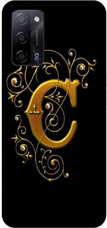 COVERJET Back Cover for OPPO A53s- CPH2321-C- NAME- LETTER- ALPHABET- GOLDEN  (Gold, Hard Case, Pack of: 1)