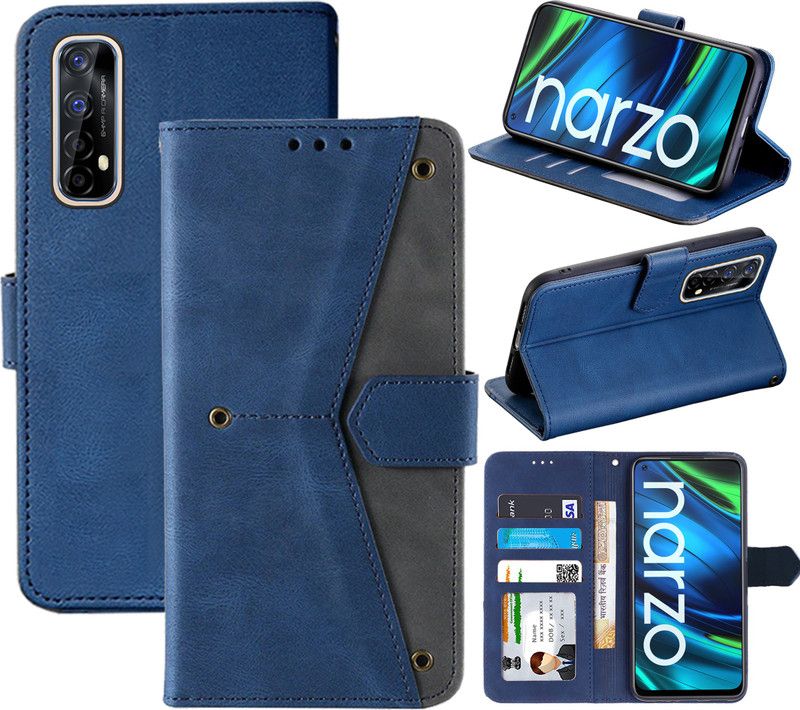Autofocus Flip Cover for Realme Narzo 20 Pro  (Blue, Camera Bump Protector, Pack of: 1)