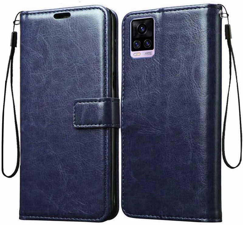 TINGTONG Flip Cover for Vivo V20  (Blue)