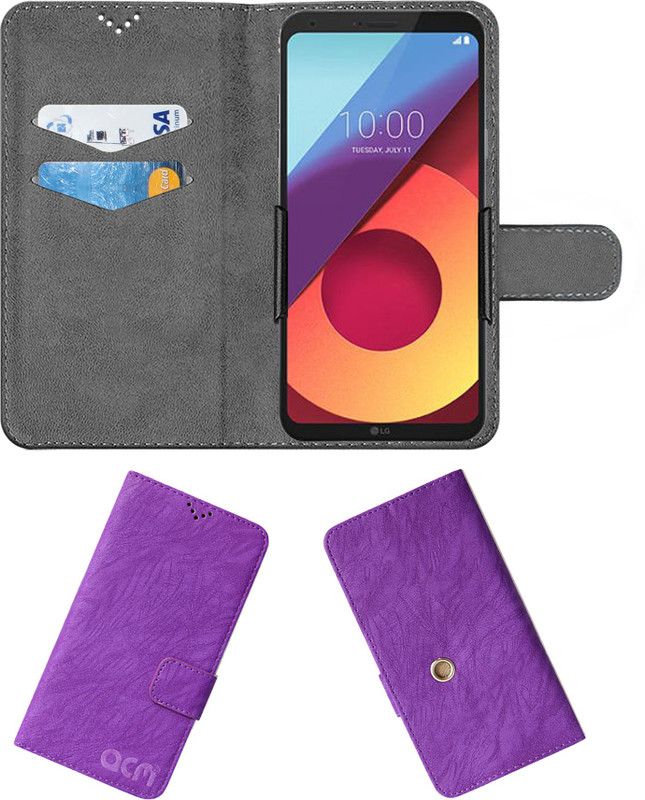 ACM Flip Cover for Lg Q6 Plus  (Purple, Cases with Holder, Pack of: 1)