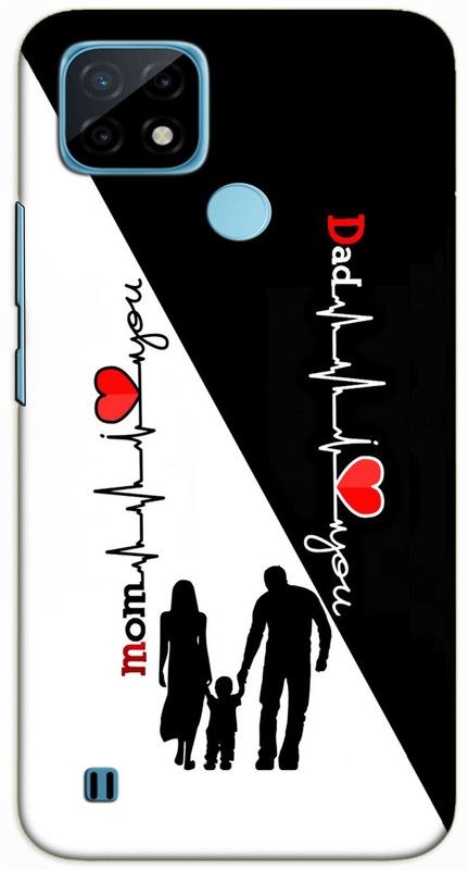 iprinto Back Cover for Realme C21, Realme C21Y Mom Dad Love Mom & Dad Love Back Cover  (White, Hard Case)