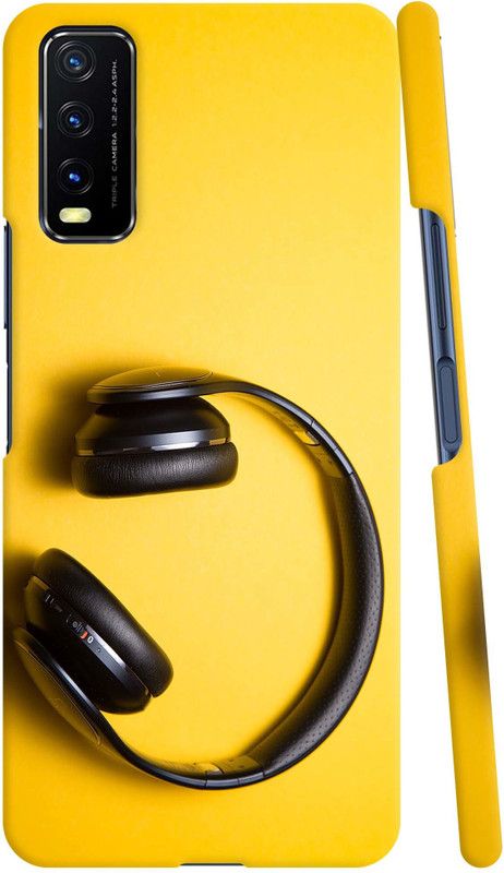 V'ART CREATIONS Back Cover for Vivo Y12s  (Black, Yellow, Pack of: 1)