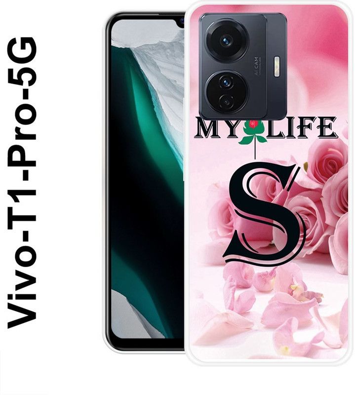 KLC Back Cover for Vivo T1 Pro 5G  (Pink, Black, Silicon)