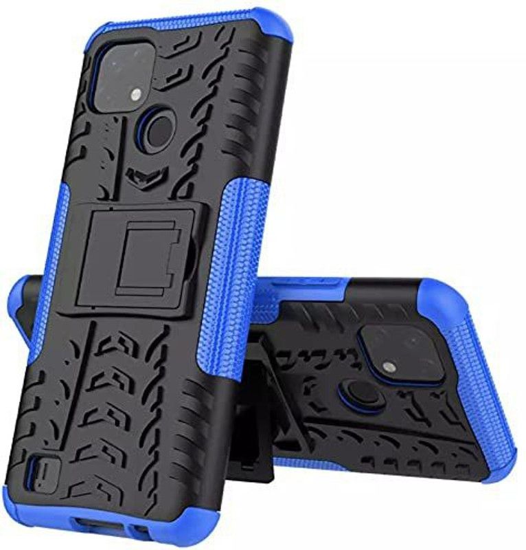 Empire Accessories Back Cover for Realme C21Y Dazzle tyre case with kick stand  (Blue, Pack of: 1)