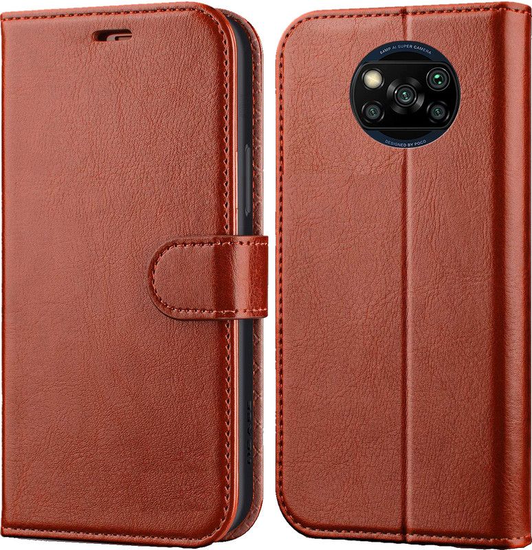 Digilett Flip Cover for MI Poco X3  (Brown, Magnetic Case, Pack of: 1)