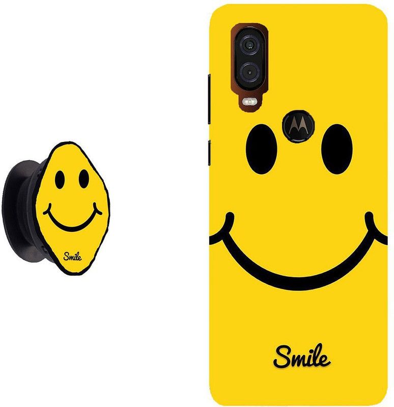 KIZIN Back Cover for Moto One Vision  (Yellow, Black, Cases with Holder)