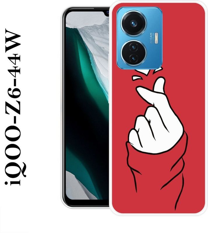 SHIVKUDI Back Cover for IQOO Z6 44W  (Red, White, Grip Case, Silicon)