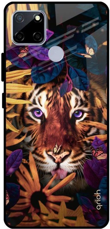 QRIOH Glass Back Cover for Realme C12  (Multicolor, Grip Case, Silicon, Pack of: 1)