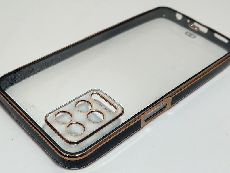 WoodForest Back Cover for Oppo A54 | Gold Electroplating Transparent Chrome  (Black, Waterproof, Silicon, Pack of: 1)