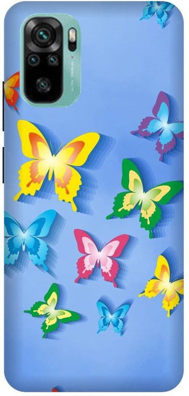 UMPRINT Back Cover for Redmi Note10/M2101K7AI Butterfly, Sky Blue Printed Back Cover  (Multicolor, Hard Case, Pack of: 1)