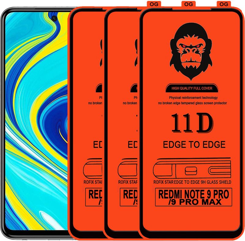 Rofix star Edge To Edge Tempered Glass for REDMI NOTE 9 PRO MAX  (Pack of 3)