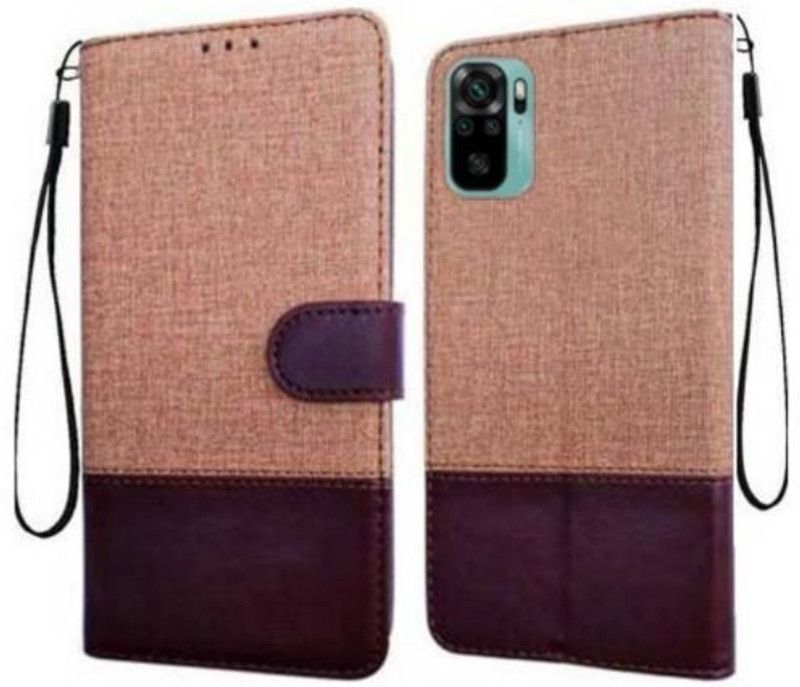 YuniKase Flip Cover for Redmi Note 10  (Brown, Shock Proof, Pack of: 1)