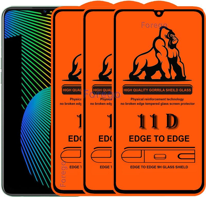 Forego Edge To Edge Tempered Glass for Realme Narzo 10A  (Pack of 3)