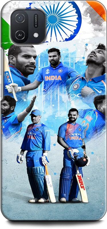 INDICRAFT Back Cover for OPPO A16K, CPH2349 INDIA JERSEY, DHONI, VIRAT KOHLI, ROHIT SHARMA, SPORTS  (Multicolor, Shock Proof, Pack of: 1)
