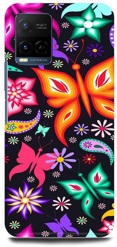 play fast Back Cover for Vivo Y21E BUTTERFLY, COLORFUL, BUTTERFLY  (Multicolor, Hard Case, Pack of: 1)