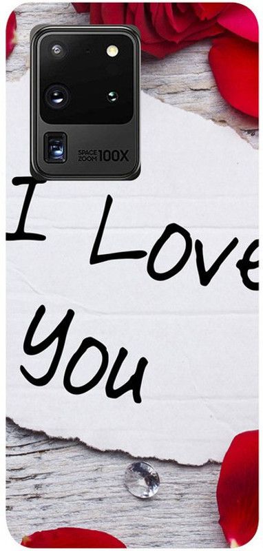Golden Mask Back Cover for Samsung Galaxy S20 Ultra Red Rose With I Love You  (Multicolor, Waterproof, Silicon)
