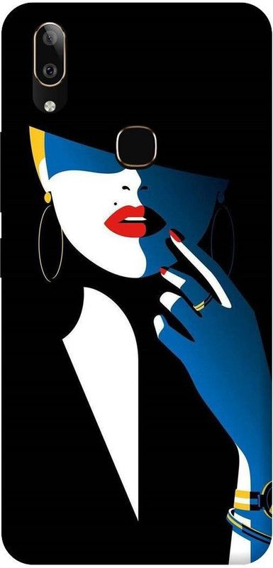 KARJUN Back Cover for Vivo V9, Black Girl Multicolour Printed  (Multicolor, Hard Case, Pack of: 1)