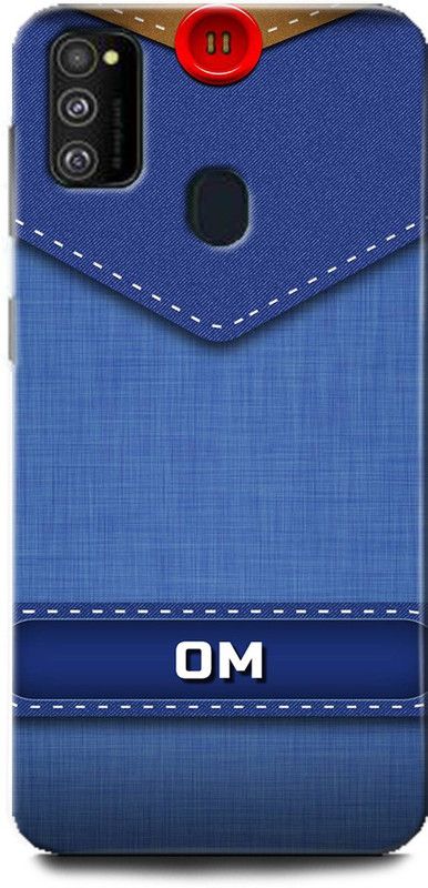WallCraft Back Cover for Samsung Galaxy M21 OM NAME, LETTER, BLUE, JEANS, ALPHABET, DESIGN  (Multicolor, Dual Protection, Pack of: 1)