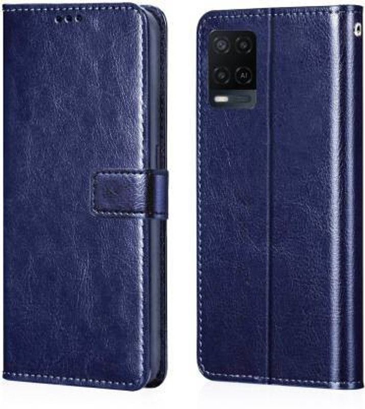 SILIBEE Flip Cover for OPPO A54  (Blue, Shock Proof, Pack of: 1)