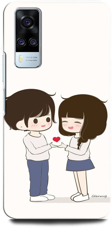 ORBIQE Back Cover for Vivo Y53s V2058 GIRL, BOY, LOVE, ANIME, COUPLE, HEART  (Multicolor, Hard Case, Pack of: 1)