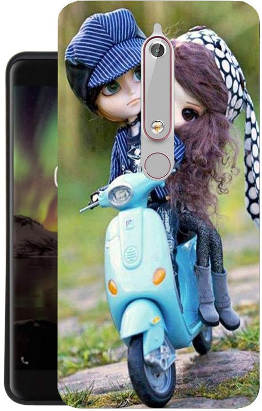 NDCOM Back Cover for Nokia 6.1 Love Couple Animated Printed  (Multicolor, Hard Case)