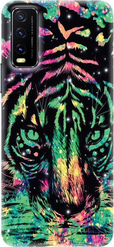 PNBEE Back Cover for vivo Y12s, V2026, V2033 - Tiger Print  (Multicolor, Hard Case, Pack of: 1)