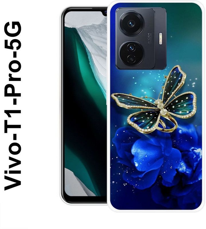 BAGRA Back Cover for Vivo T1 Pro 5G  (Blue, Gold, Silicon)