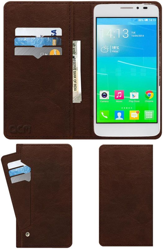 ACM Flip Cover for Alcatel Onetouch Idol X+  (Brown, Cases with Holder)