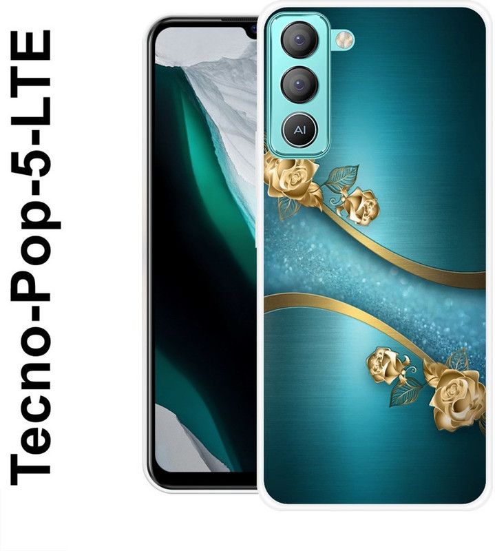 REALKING Back Cover for Tecno Pop 5 LTE  (Green, Gold, Grip Case, Silicon)