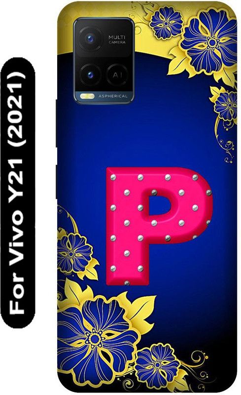SSMORYA Back Cover for Vivo Y21 2021, Vivo V2111, P Letter Pink Printed  (Multicolor, Hard Case, Pack of: 1)