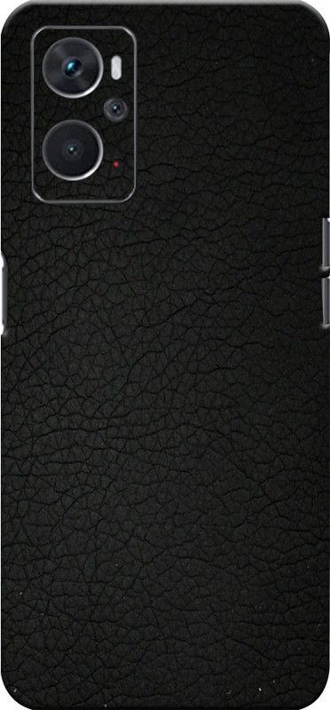 BUGGU Black Leather Mobile Back Skin Guard, Black Leather, Oppo 10K Mobile Skin  (Black Leather Skin With High Matte Finish.)