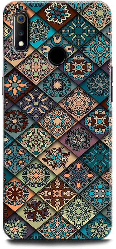 Afterglow Back Cover for Realme 3 MANDALA, DESIGN, BLUE FLO, ART, FLOWERS, COLORFUL  (Multicolor, Shock Proof, Pack of: 1)