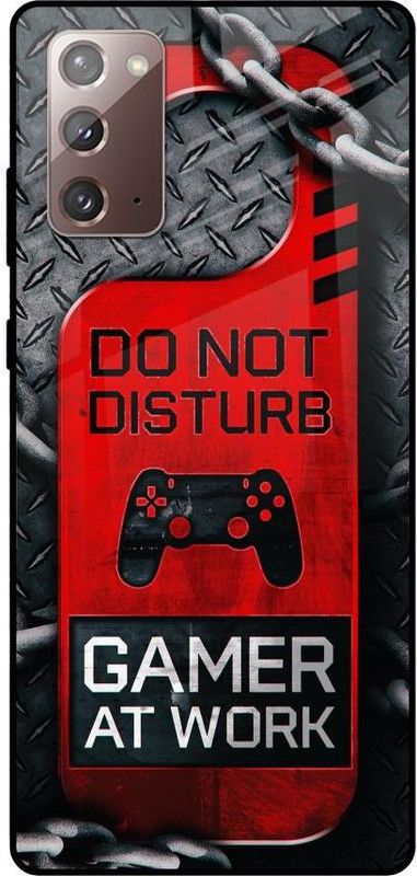 QRIOH Glass Back Cover for Samsung Galaxy Note 20  (Red, Grey, Grip Case, Silicon, Pack of: 1)