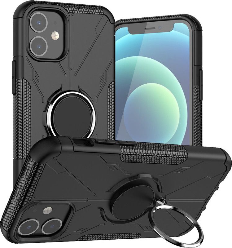 Accessories Kart Back Cover for Iphone 11 Dazzle tyre ring stand case with kick stand  (Black, Rugged Armor, Pack of: 1)